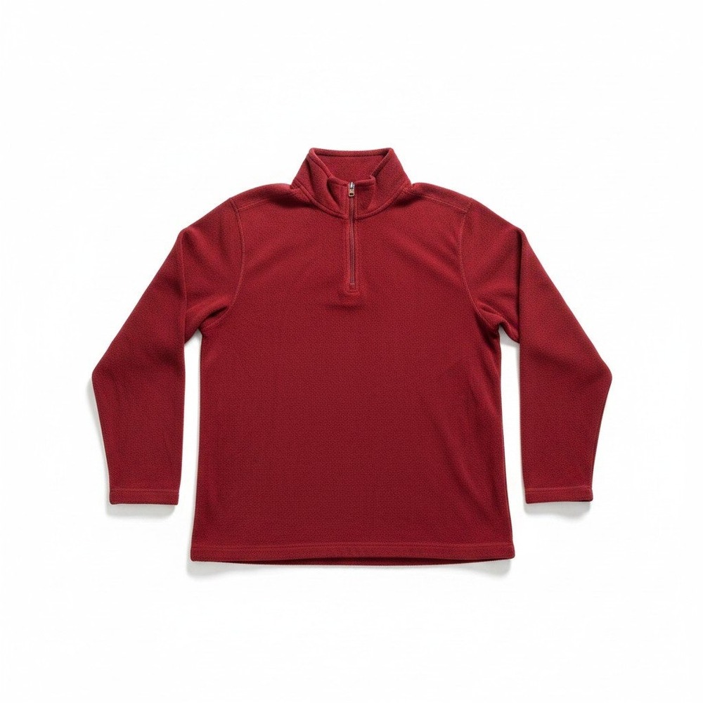 G.H. Bass & Co Womens L Red 1/4 Zip Fleece Pullover Sweater Cozy Casual